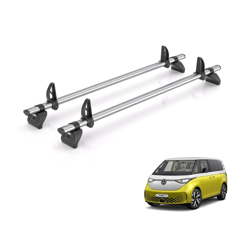 VW ID (2022-) Buzz - 2 Rhino Kammbar Fleet Roof Bars (Steel)