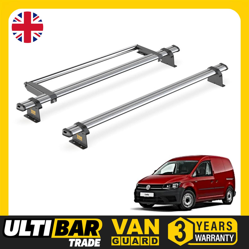 VW Caddy (2010-2015) - 2 Van Guard Ultibar Trade Roof Bars + Roller