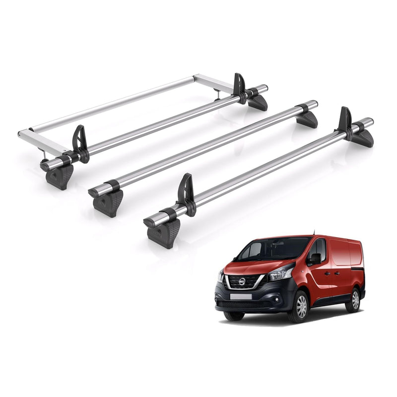 Nissan NV300 (2016-2021) - 3 Rhino Kammbar Fleet Roof Bars + Roller (Steel)