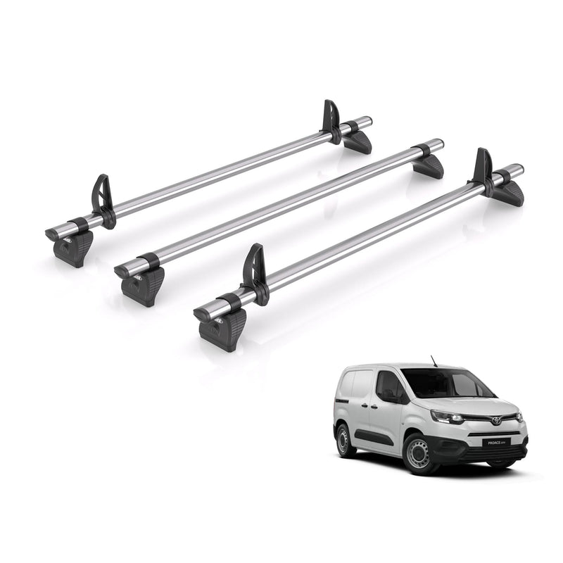 Toyota Proace (2020-) City - 3 Rhino Kammbar Fleet Roof Bars (Steel)