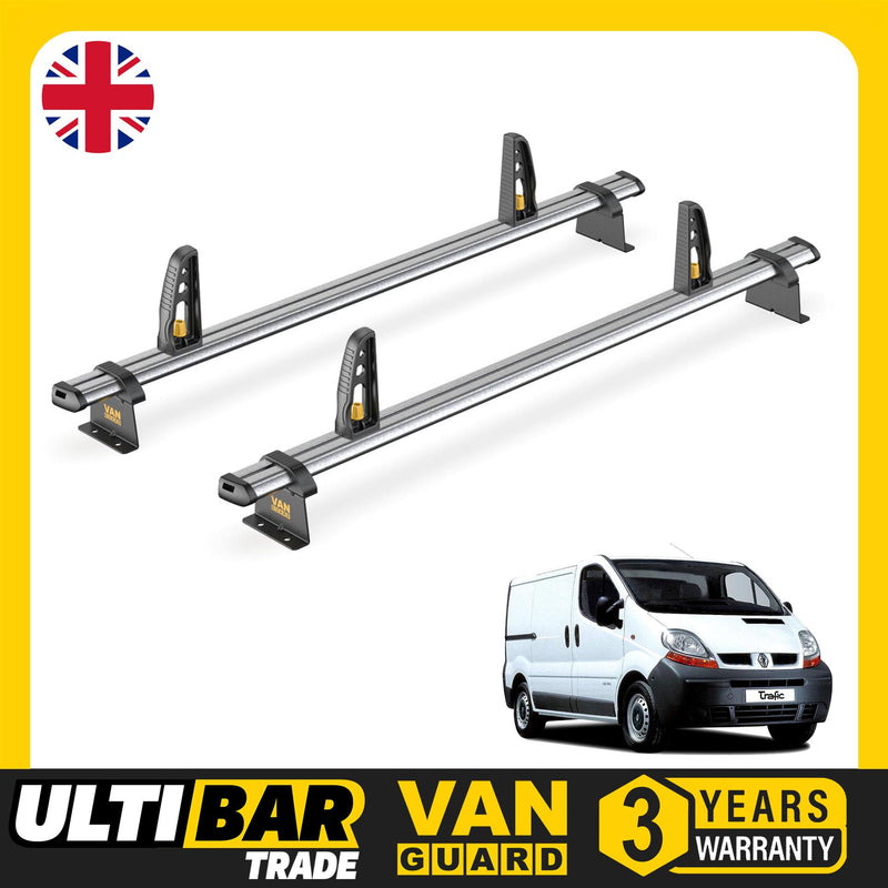 Renault Trafic Roof Rack for 2001-2014 2x Roof Bars + Loadstops Van Guard Trade