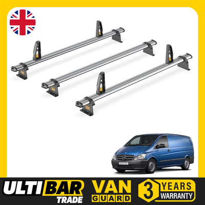 Mercedes Vito Roof Rack (2003-2014) 3x Roof Bars + Loadstops Van Guard Trade