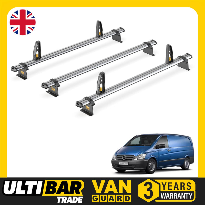 Mercedes Vito Roof Rack (2003-2014) 3x Roof Bars + Loadstops Van Guard Trade