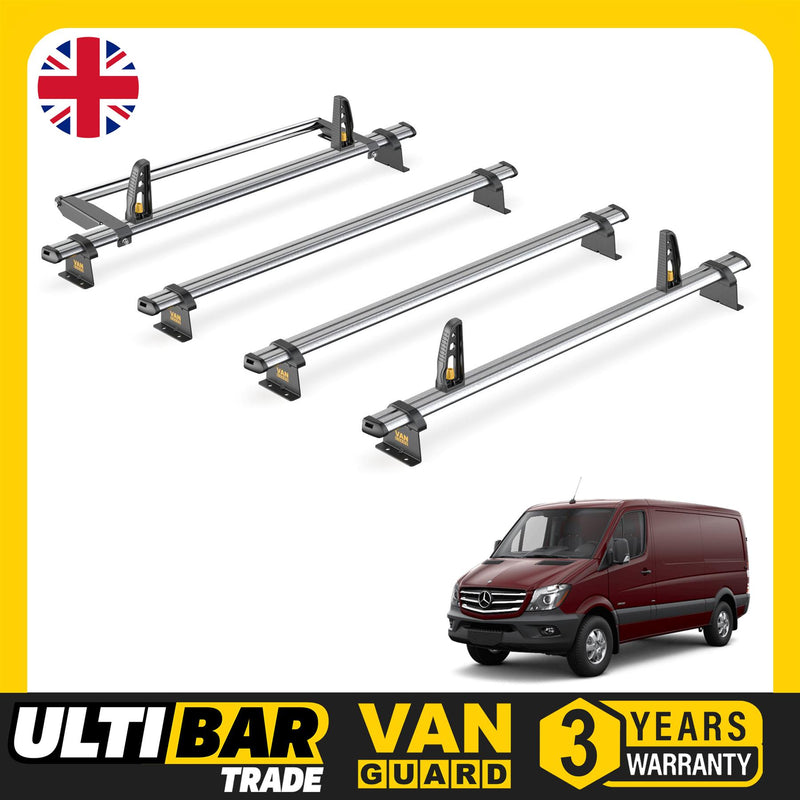 Mercedes Sprinter Roof Rack for 2006-18 Medium Roof 4x Bars & Roller Ulti Trade