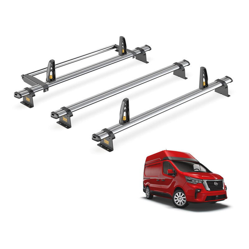 Nissan NV300 Roof Rack for 2016+ High Roof 3x Bars & Roller Van Guard Ulti Trade