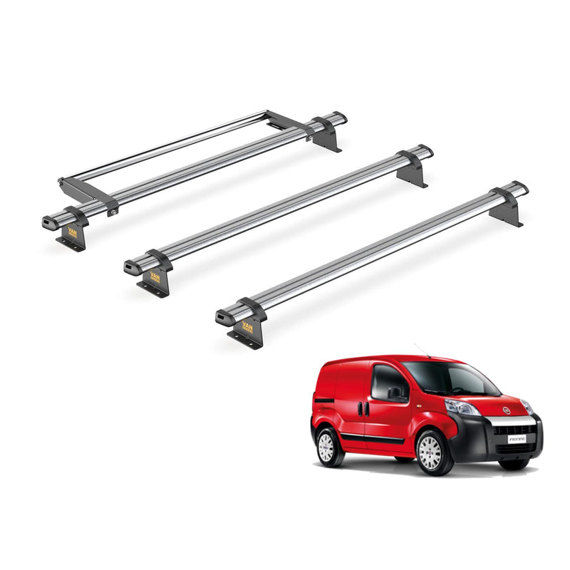 Fiat Fiorino (2008-) - 3 Van Guard Ultibar Trade Roof Bars + Roller