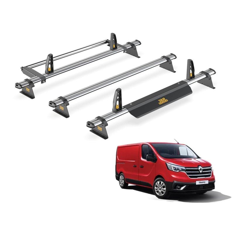 Renault Trafic Roof Rack (2014+) [Tailgate Door] 3 Bars & Roller Van Guard Trade