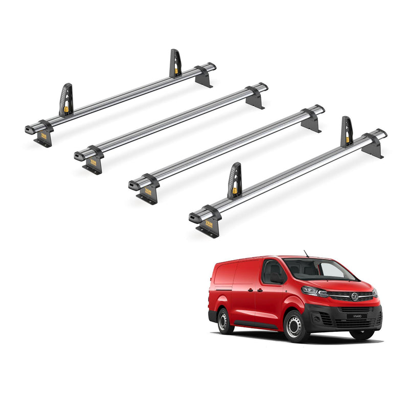 Vauxhall Vivaro Roof Rack for 2019+ LWB 4x Roof Bars + Loadstops Van Guard Trade
