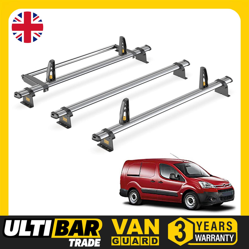 Citroen Berlingo Roof Rack for 2008-18 [L2] 3 Roof Bars & Roller Van Guard Trade