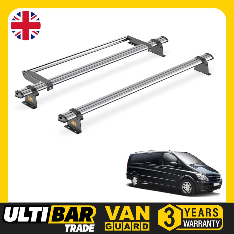 Mercedes Vito (2003-2014) - 2 Van Guard Ultibar Trade Roof Bars + Roller