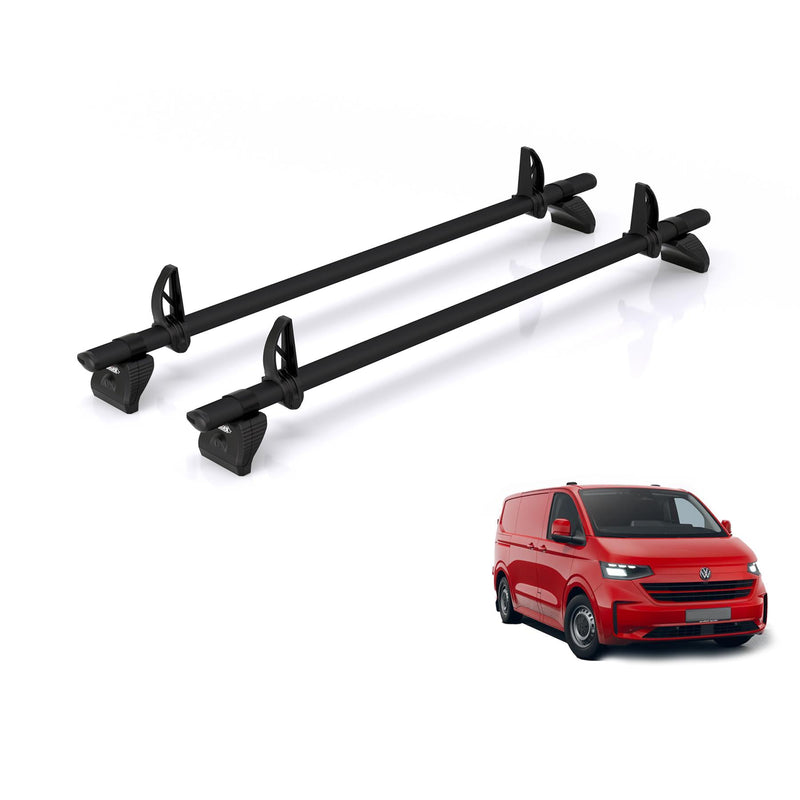 VW Transporter - 2 Rhino Kammbar Black Roof Bars (Aluminium)