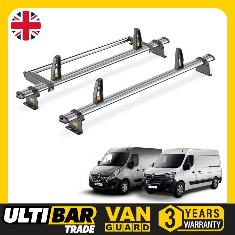 Renault Master Roof Rack (2010+) 2x Bars + Roller + Loadstops Van Guard Trade