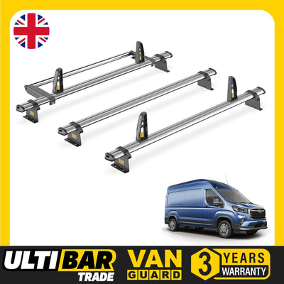 Maxus Deliver 9 Roof Rack for 2020+ 3x Roof Bars, Roller, Loadstops - Van Guard