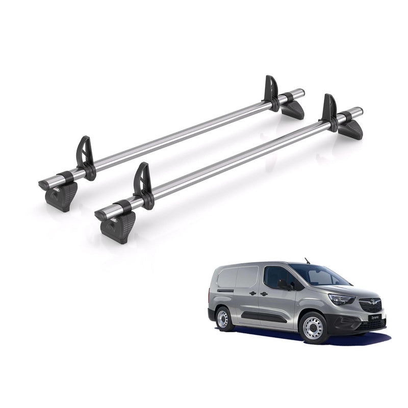 Vauxhall Combo (2018-) - 2 Rhino Kammbar Fleet Roof Bars (Steel)