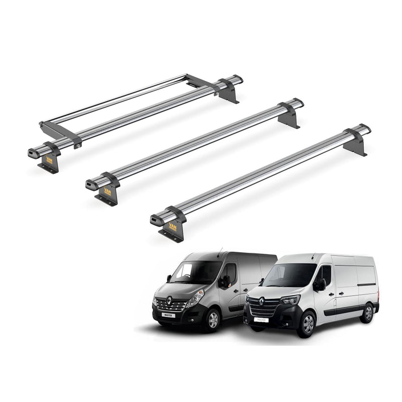 Renault Master (2010-2024) - 3 Van Guard Ultibar Trade Roof Bars + Roller