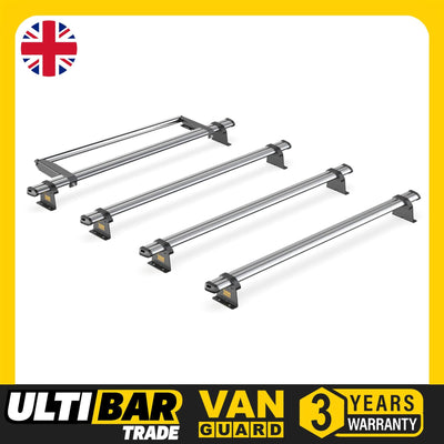 Nissan Primastar (2001-2014) - 4 Van Guard Ultibar Trade Roof Bars + Roller