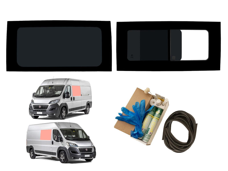 Fiat Ducato (2006-) Driver Opening Passenger Fixed Side Windows Privacy Camper Glass with Fitting Kit