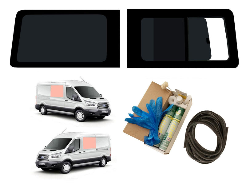 Ford Transit (2014-) - Left Fixed Right Opening Dark Tint Windows & Fitting Kit