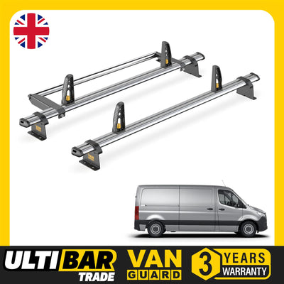 Mercedes Sprinter Roof Rack 2018+ L2H1 2x Bars & Roller Van Guard UltiBar Trade
