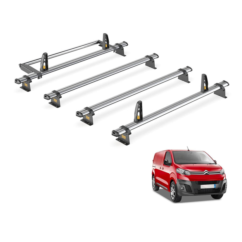 Peugeot Expert Roof Rack for 2016+ [Long] 4x Bars & Roller Van Guard Ulti Trade