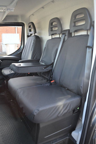 Iveco Daily (2014-) - Tailored Front Row w/ Armrest Seat Covers in Black (1+2)
