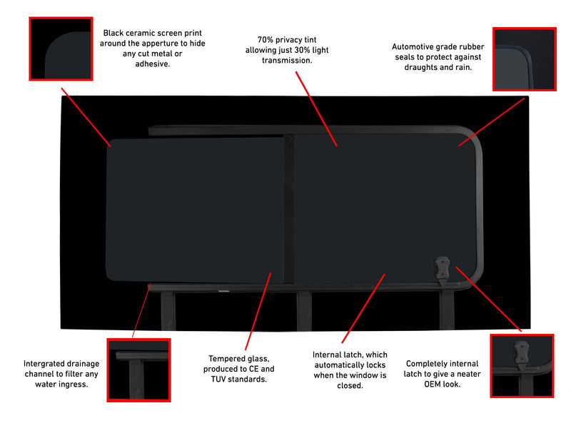 Citroen Relay (2006-) - Left Opening Right Fixed Dark Tint Windows & Fitting Kit