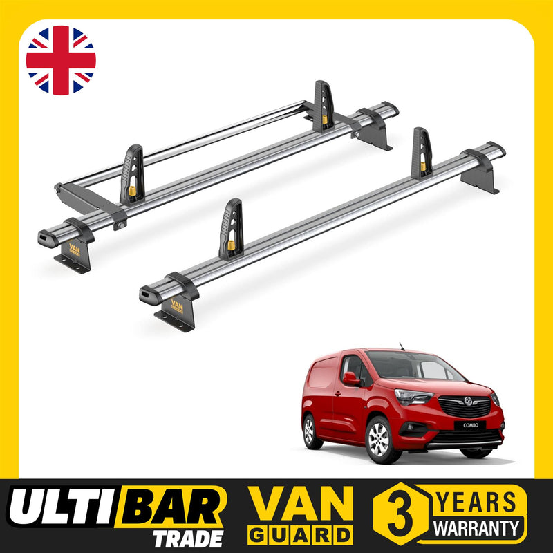 Vauxhall Combo Roof Rack for 2018+ [L1] 2x Bars & Roller Van Guard UltiBar Trade