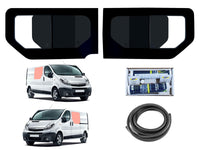 Vauxhall Vivaro (2001-2014) Driver and Passenger Side Opening Window Privacy Camper Glass with Fitting Kit