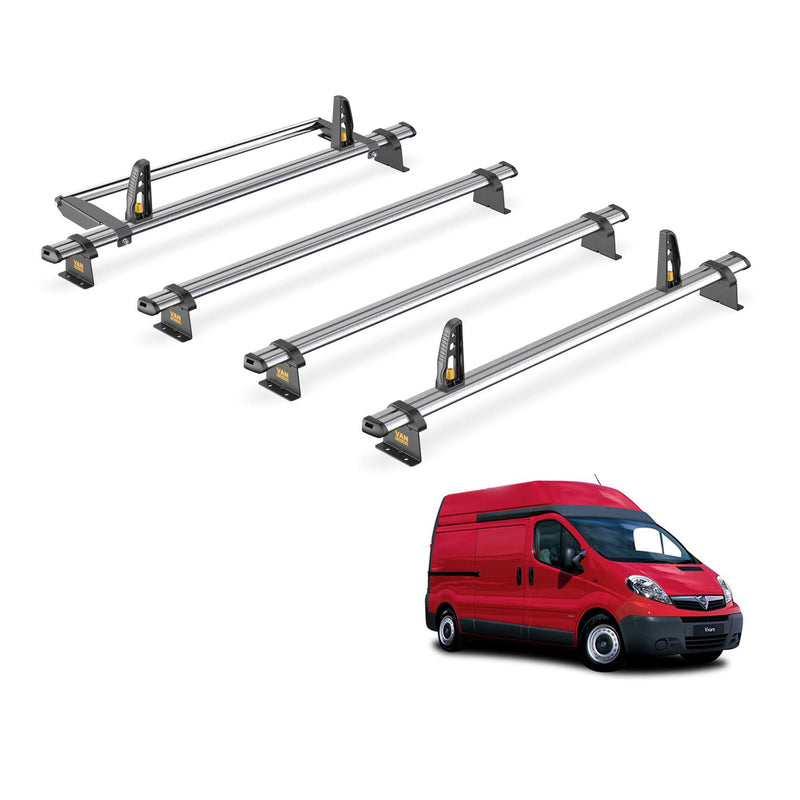 Vauxhall Vivaro Roof Rack (2001-14 High Roof) 4 Bars Bundle Van Guard Ulti Trade