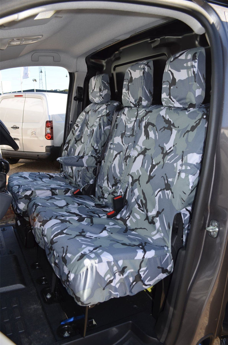 Tailored Fit Grey Camo Driver Passenger Seat Covers for Toyota ProAce (2016 on)