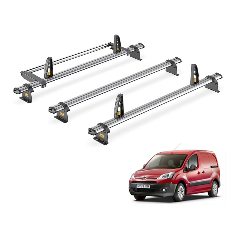 Citroen Berlingo Roof Rack for 2008-18 [L1] 3 Roof Bars & Roller Van Guard Trade