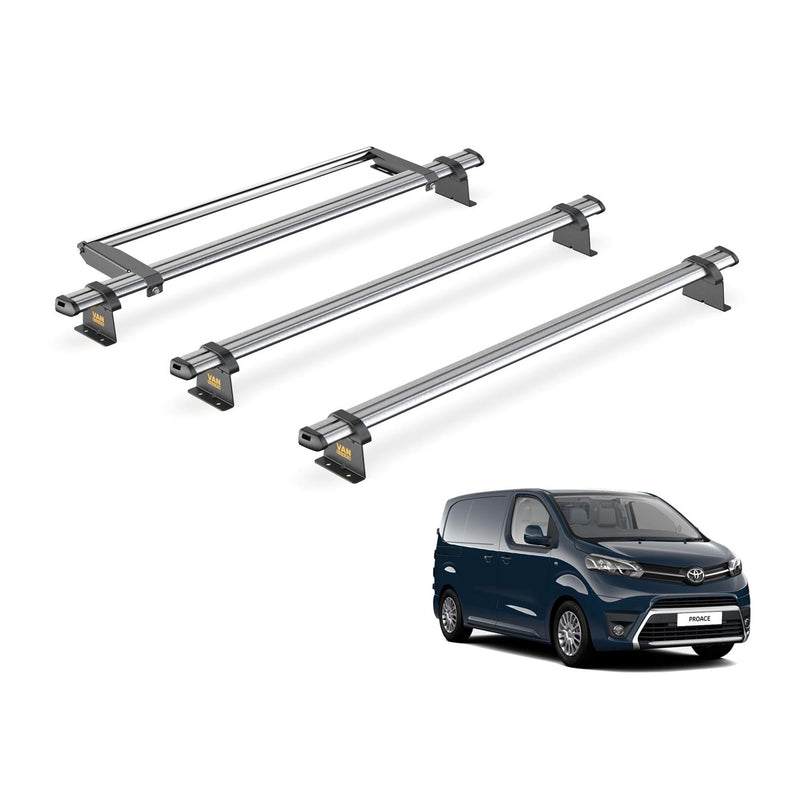 Toyota ProAce (2016-2024) - 3 Van Guard Ultibar Trade Roof Bars + Roller