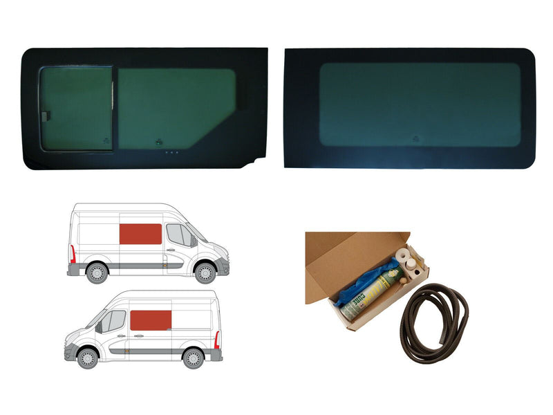 Vauxhall Movano (2010-2021) - Left Opening Right Fixed Dark Tint Windows & Fitting Kit