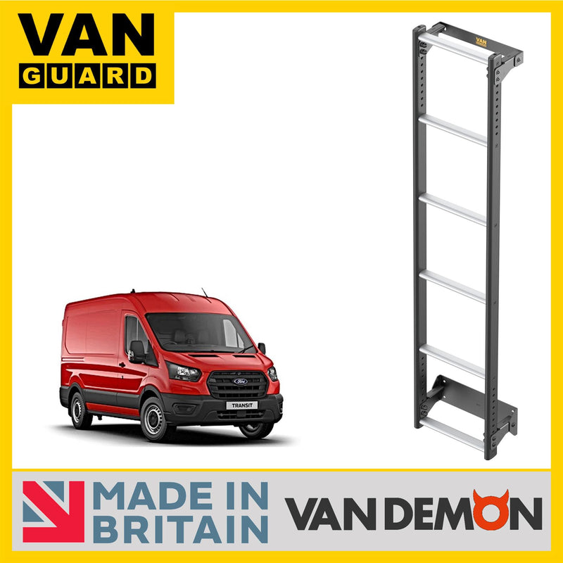 Ford Transit Rear Door Ladder for 2014+ H2 Roof Rack Access 6 Bars Van Guard