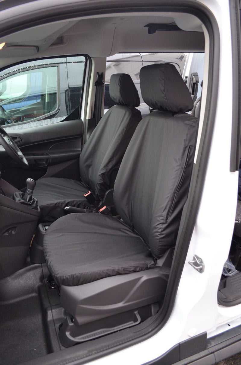 Ford Transit (2014-) Courier - Tailored Front Row w/ Fold Pass. Seat Covers in Black (1+1)