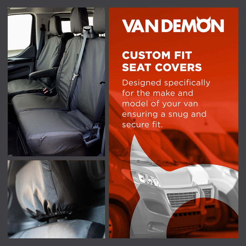 Vauxhall Vivaro (2001-2014) - Tailored Rear Bench Seat Covers in Black (Crew Cab)