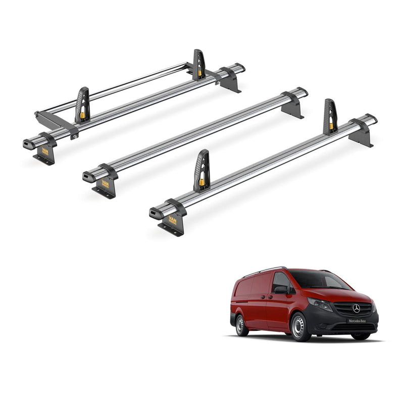 Mercedes Vito Roof Rack (2014+) [Tailgate] 3x Bars & Roller Van Guard Ulti Trade