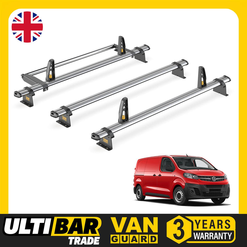 Vauxhall Vivaro Roof Rack for 2019+ SWB (L1) 3x Bars Bundle Van Guard Ulti Trade