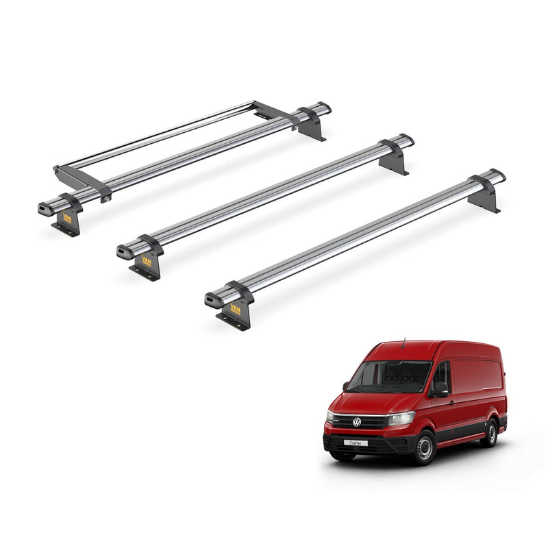 VW Crafter (2017-) - 3 Van Guard Ultibar Trade Roof Bars + Roller