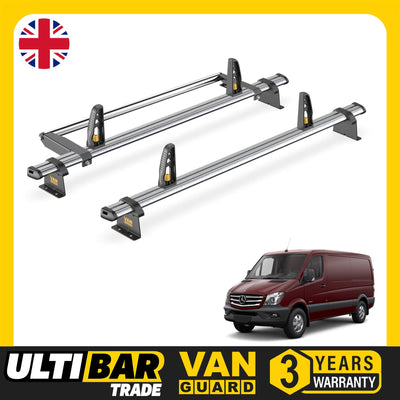 Mercedes Sprinter Roof Rack for 2006-18 MWB 2 Bars & Roller Van Guard Ulti Trade