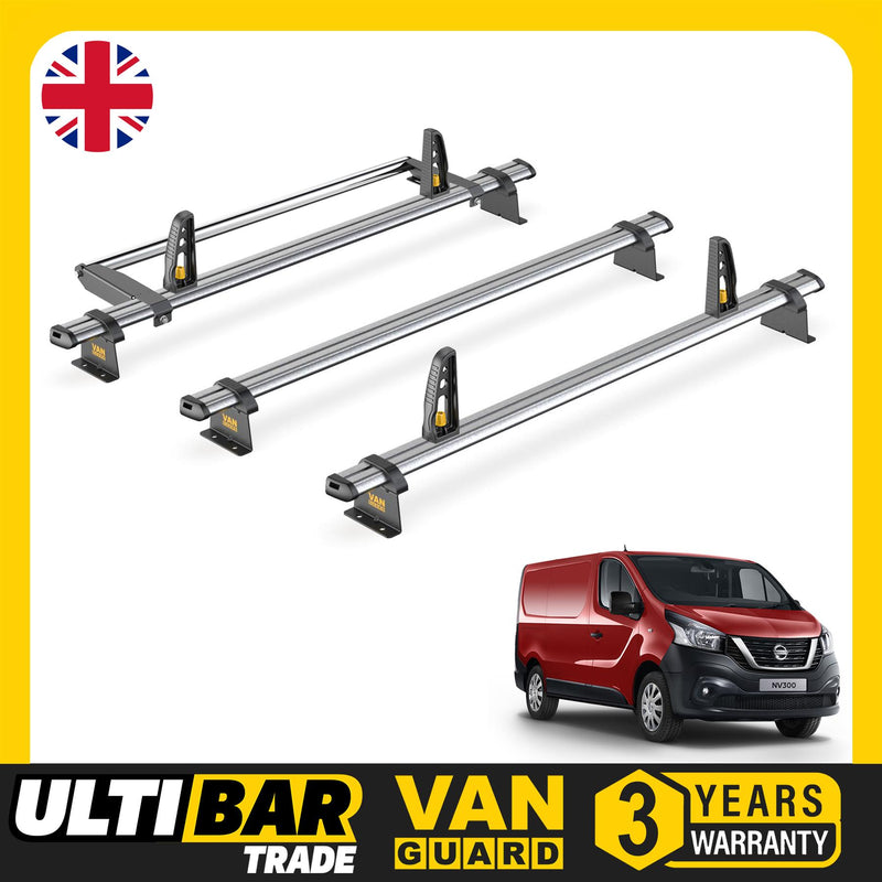 Nissan Primastar Roof Rack (2002-15) [Tailgate] 3 Bars & Roller Van Guard Trade