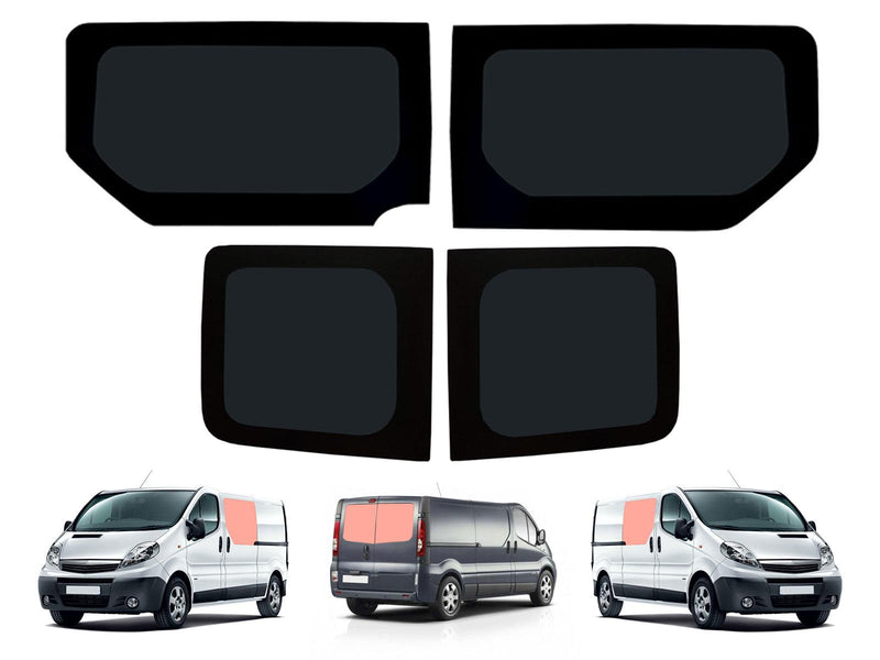 Vauxhall Vivaro (2014-2019) Fixed Side and Rear Door Window Privacy Camper Glass Full Kit