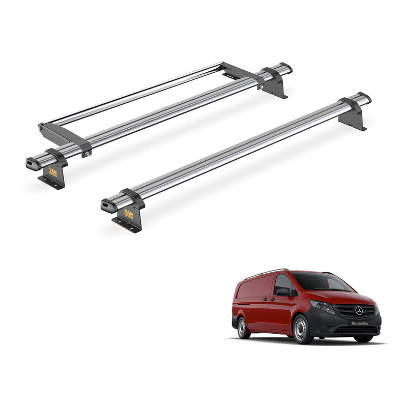 Mercedes Vito (2014-) - 2 Van Guard Ultibar Trade Roof Bars + Roller