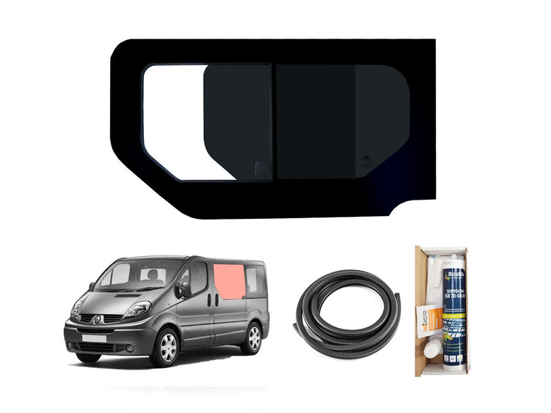 Renault Trafic (2001-2014) Passenger Side Opening Window Privacy Camper Glass with Fitting Kit