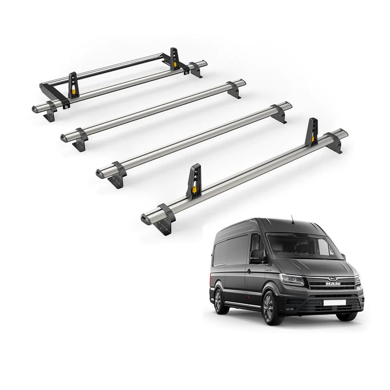 MAN TGE (2017-) - 4 Van Guard Ultibar Plus Roof Bars + Roller