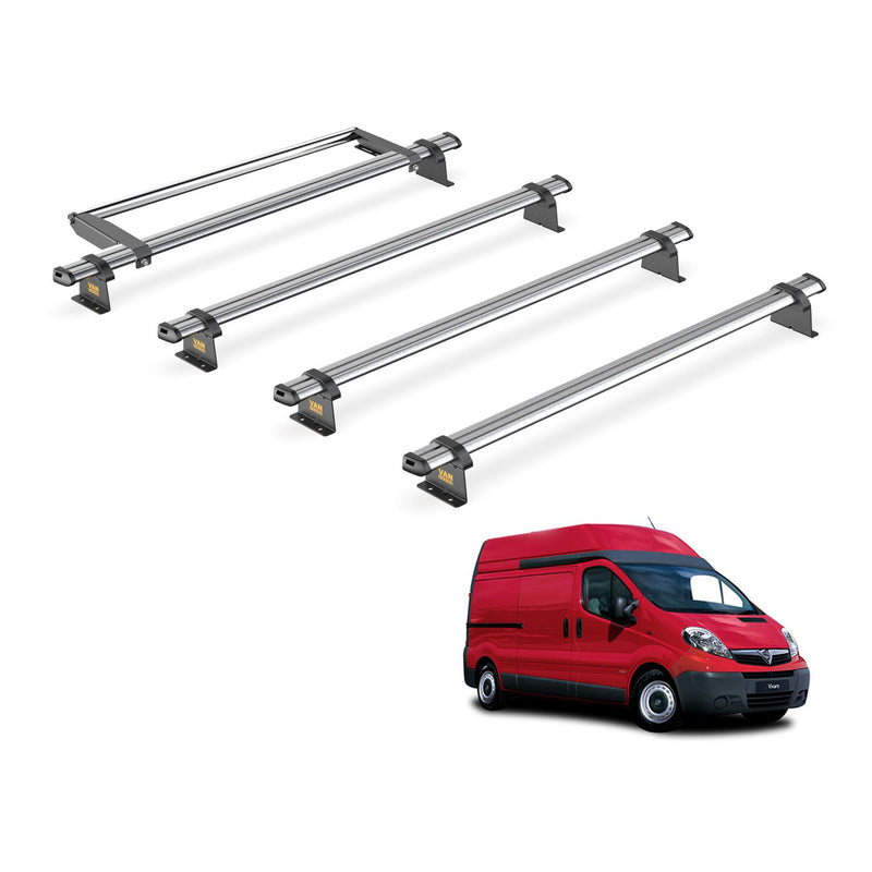 Vauxhall Vivaro (2001-2014) - 4 Van Guard Ultibar Trade Roof Bars + Roller