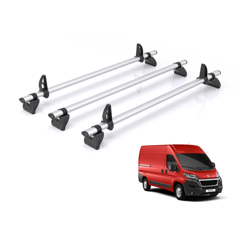 Peugeot Boxer (2006-) - 3 Rhino Kammbar Pro Roof Bars (Aluminium)