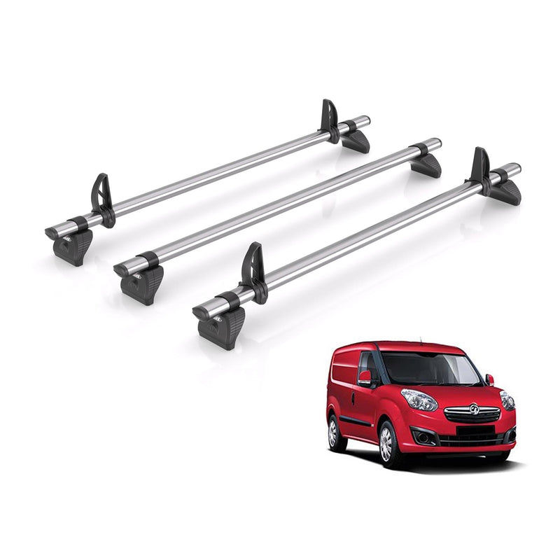 Vauxhall Combo (2012-2018) - 3 Rhino Kammbar Fleet Roof Bars (Steel)