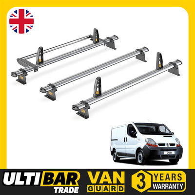 Renault Trafic Roof Rack (2001-2014) 3 Bars + Roller + Loadstops Van Guard Trade