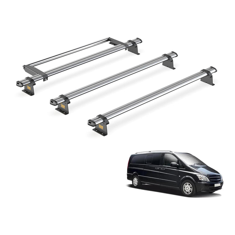 Mercedes Vito (2003-2014) - 3 Van Guard Ultibar Trade Roof Bars + Roller